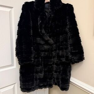 French Connection Luxurious Faux Fur Black Coat - NWOT